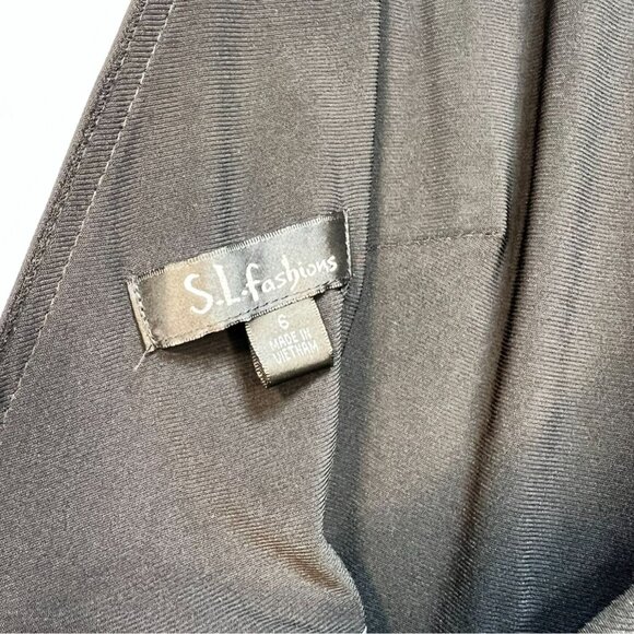 S.L. Fashions Womens Fit & Flare Party Dress Size 6 Black Metallic Sleeveless - Picture 2 of 13